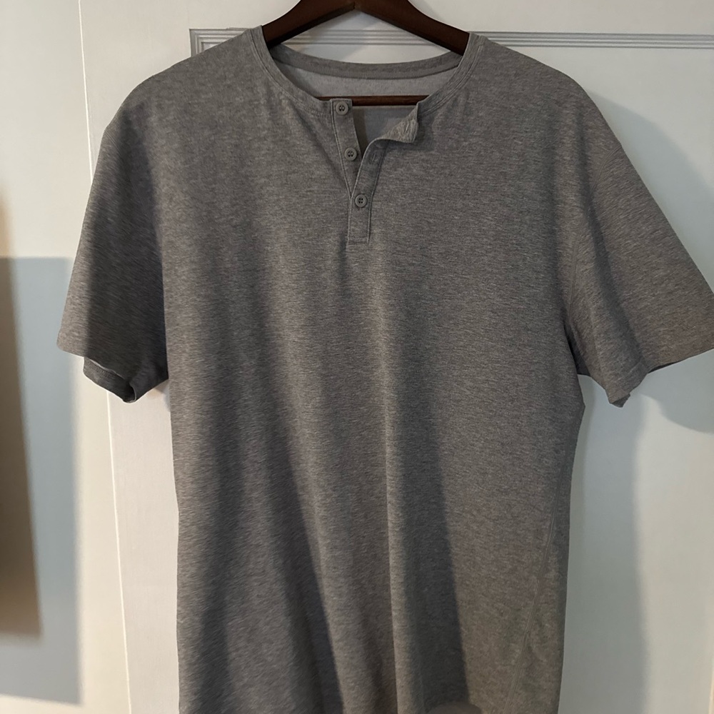 BYLT Basics Gray/Charcoal Short Sleeve Henley LUX Cut